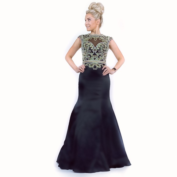 Black Classy Mermaid Evening Gown Prom Dress - Picture 6 of 8
